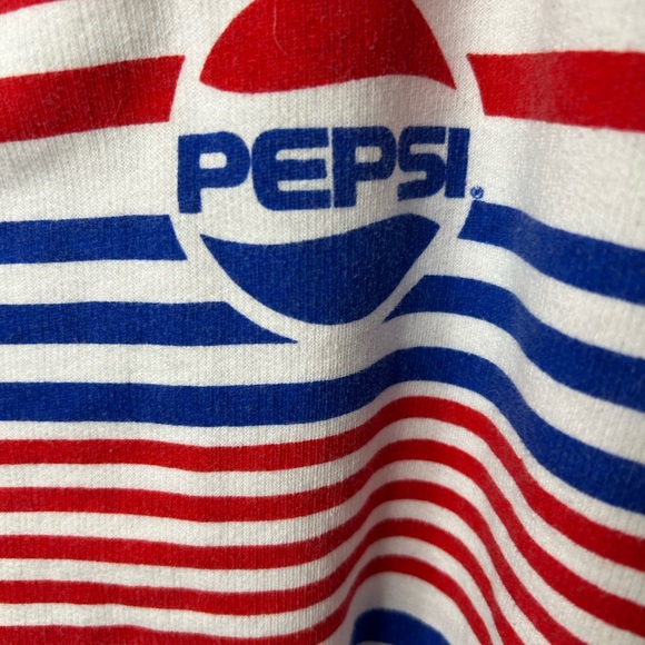 Pepsi Striped Logo Cropped Sweatshirt Long Sleeves Red Blue Sz M - Picture 3 of 4